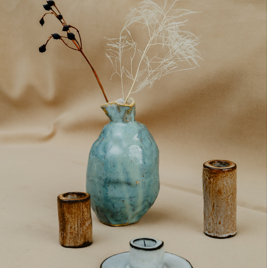 ENSEMBLE POUR VOTRE TABLE: VASE & BOUGEOIRS