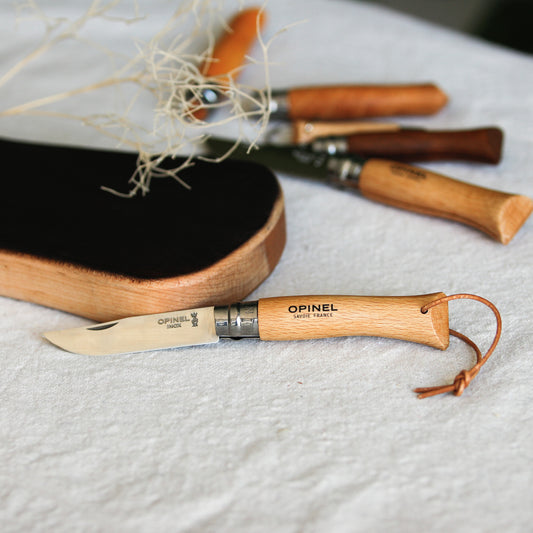 Opinel Knife No7 Stainless Steel With Leather Loop - Atelier Forma